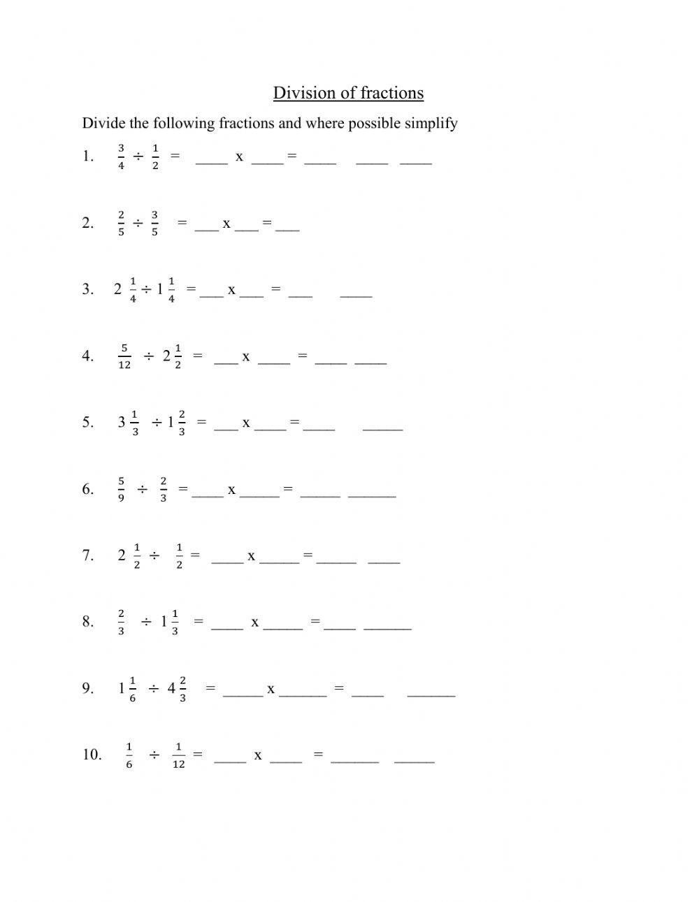 Division of fractions