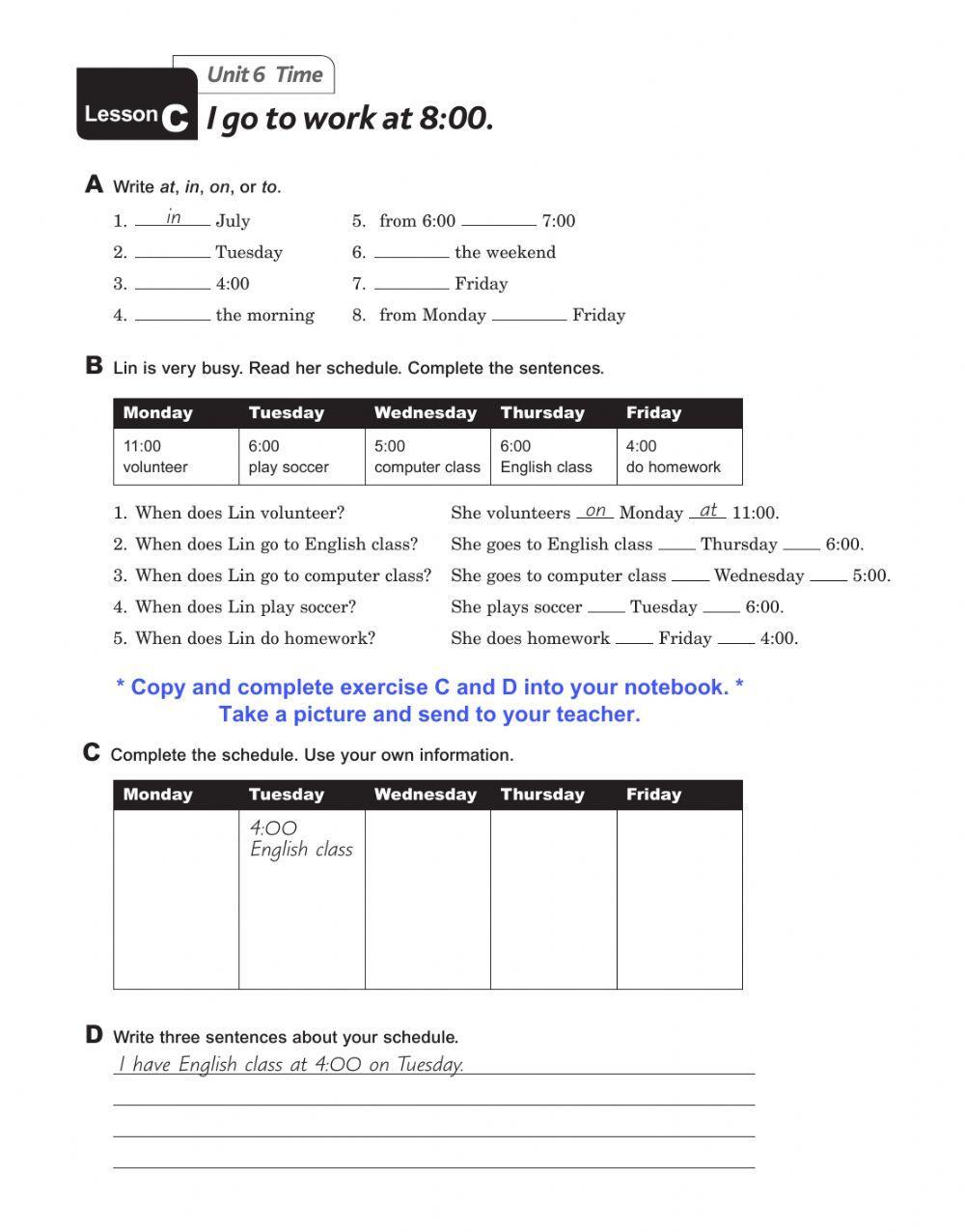 I go to work at 8:00.