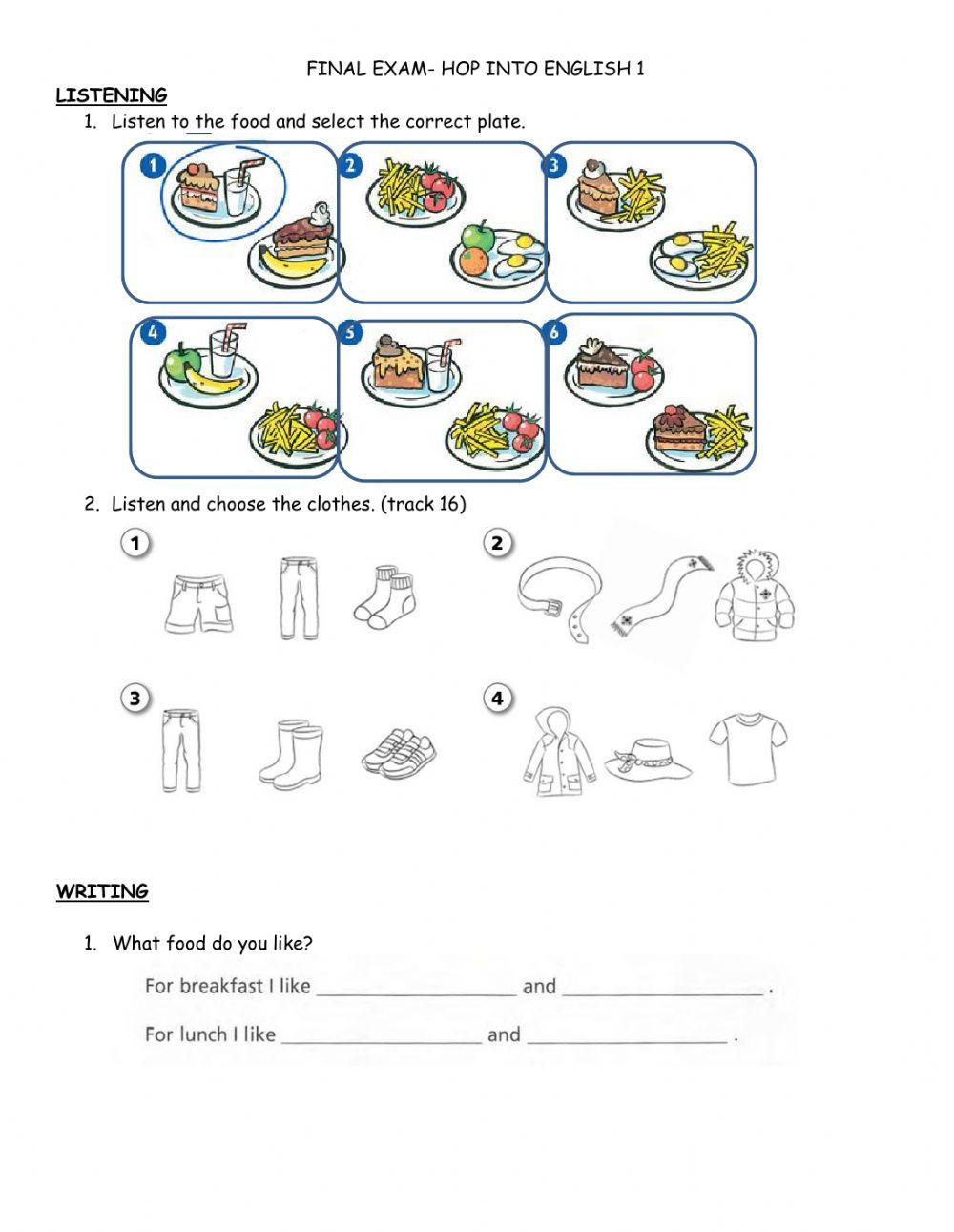 WELCOME FINAL EXAM- Hop into english 1 LISTENING