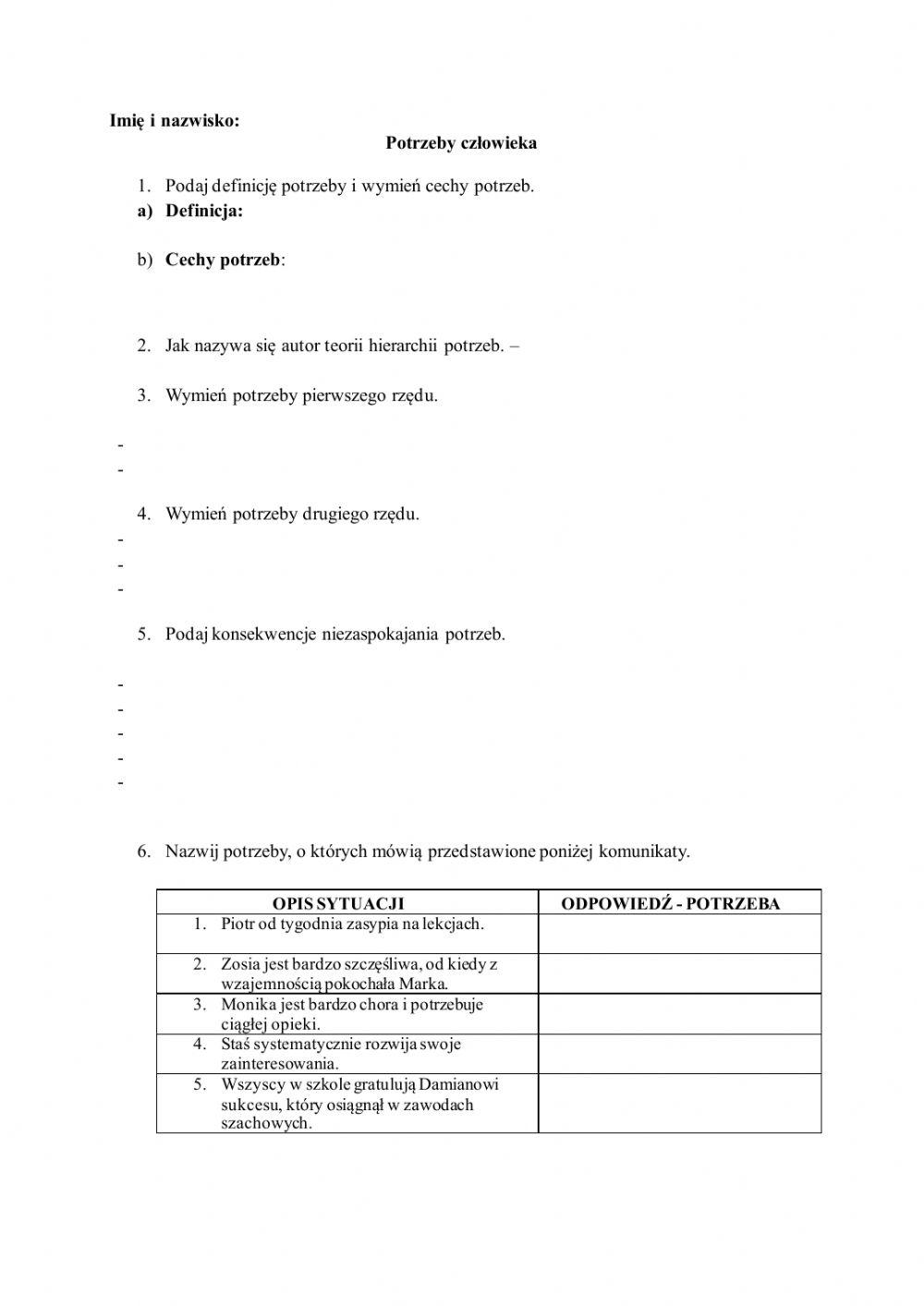 Systemy gospodarcze, potrzeby
