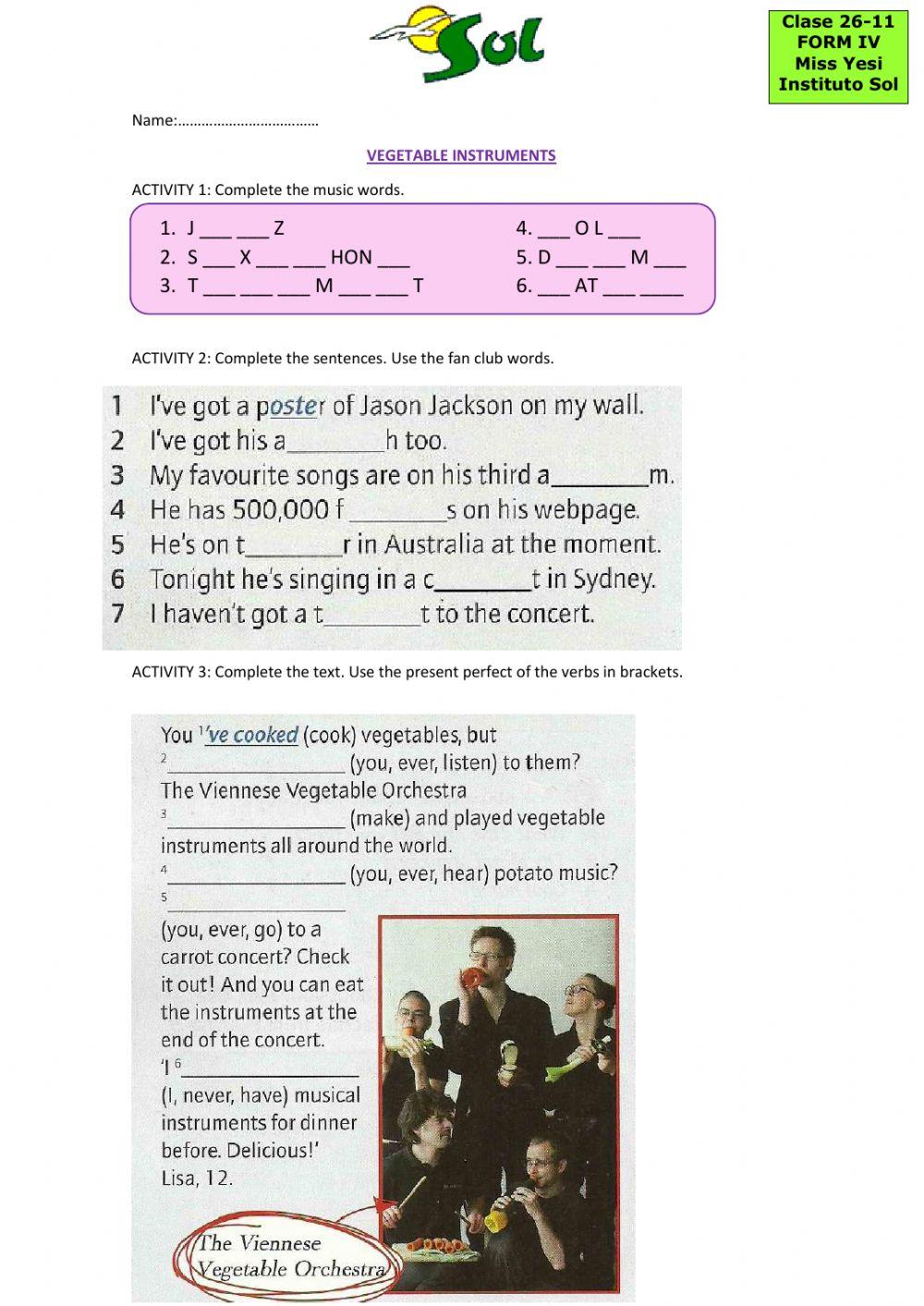 Vegetable instruments