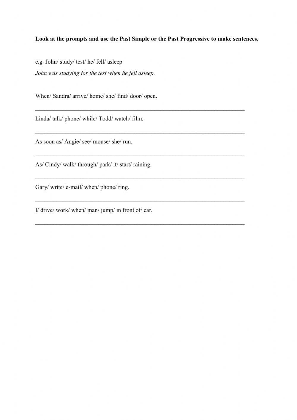 Past Simple vs Past Progressive