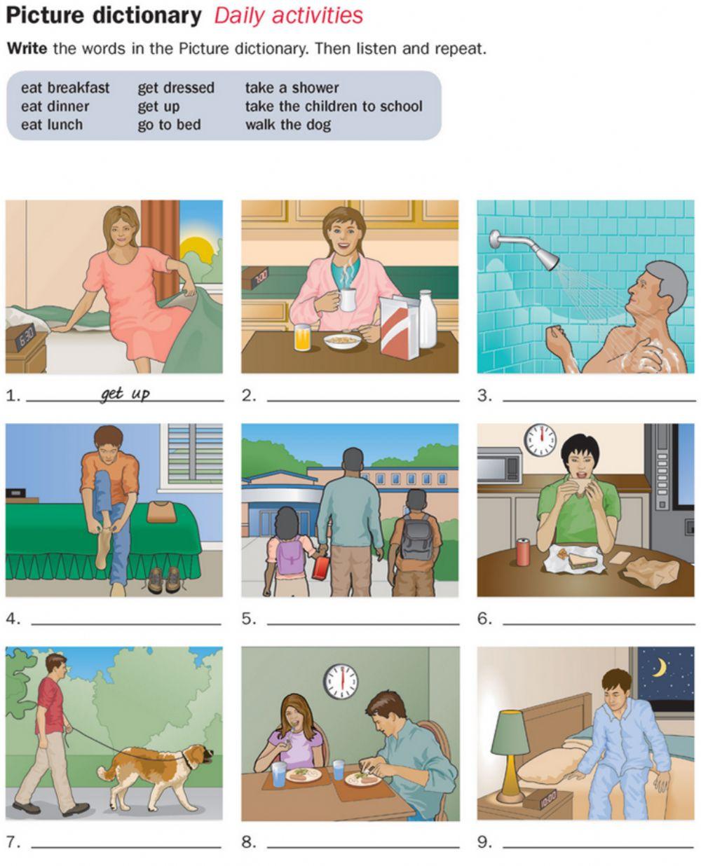Daily Activities Vocabulary worksheet Live Worksheets