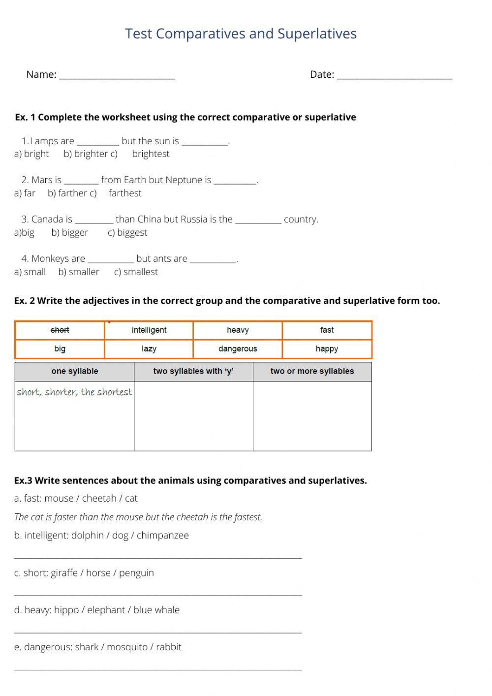 Comparatives and superlatives