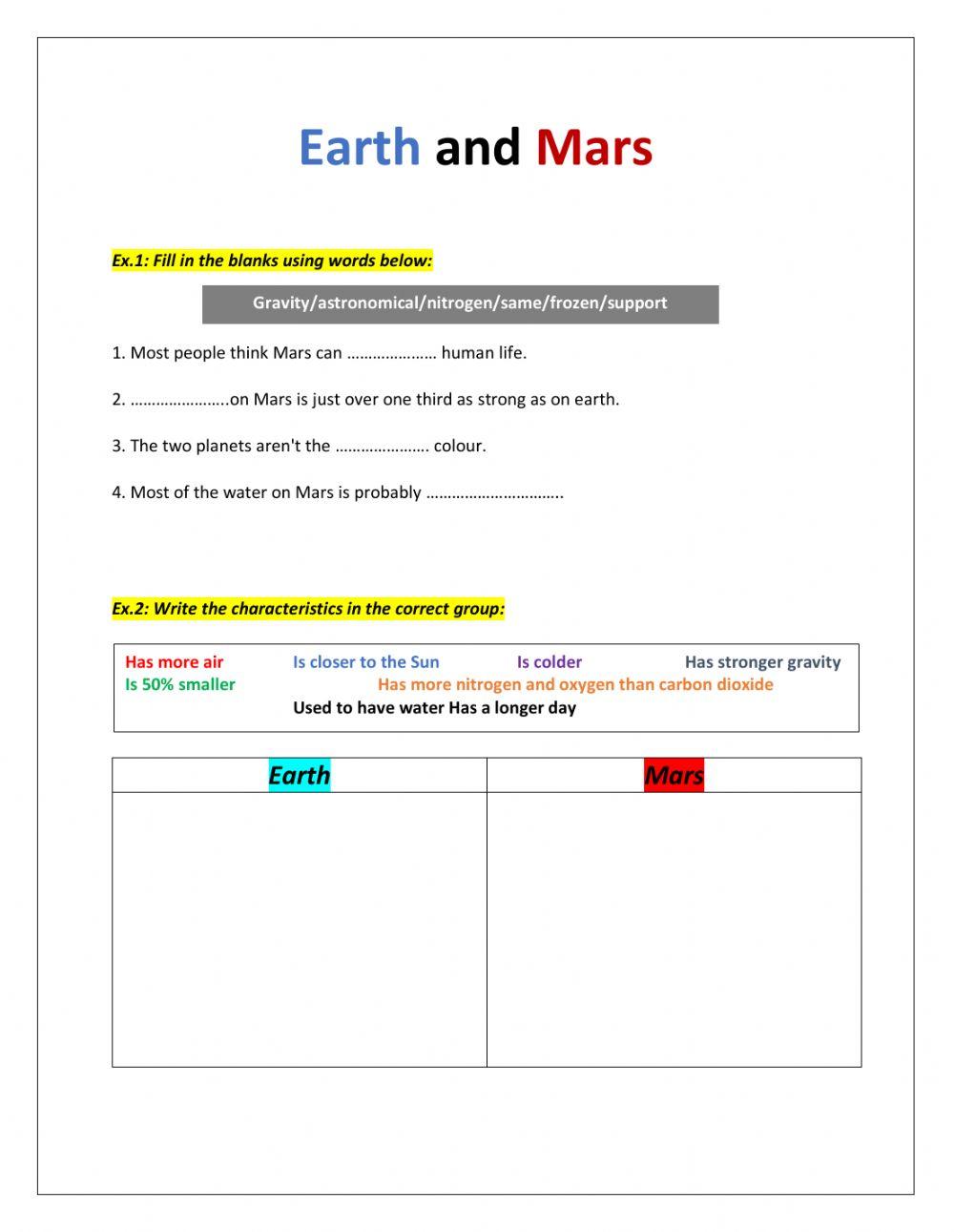 Mars & Earth