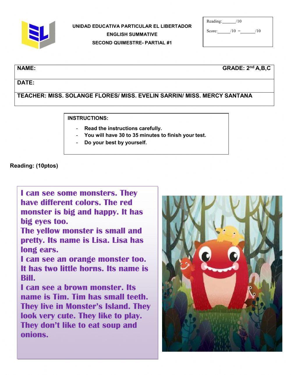 Reading comprehension 2nd grade