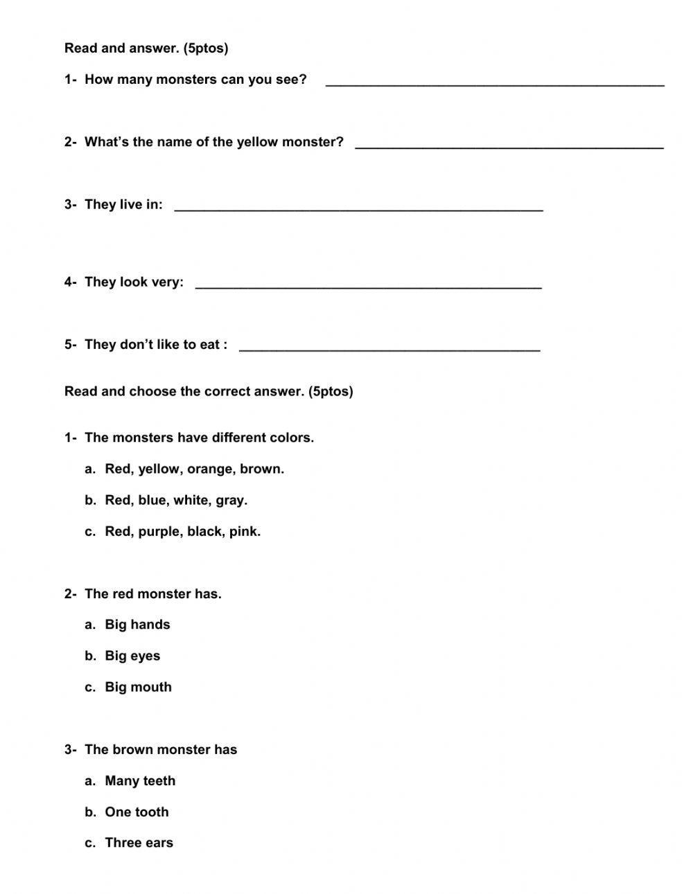 Reading comprehension 2nd grade