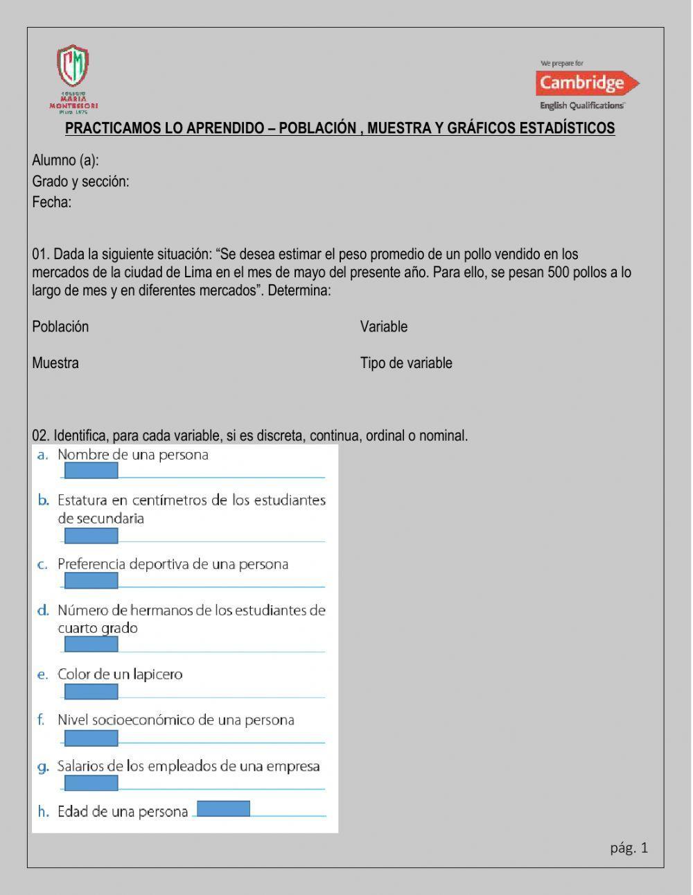Practicamos lo aprendido estadística 1 Practicamos lo aprendido estadística 1