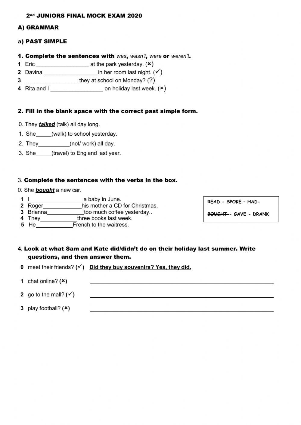 2nd JRS Final Mock Exam 2020 interactive worksheet Live Worksheets