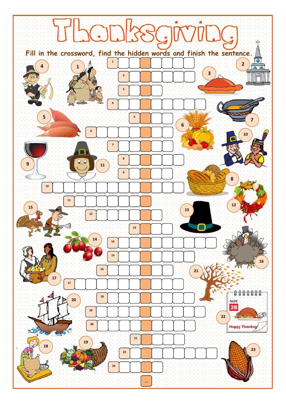 Thanksgiving crossword