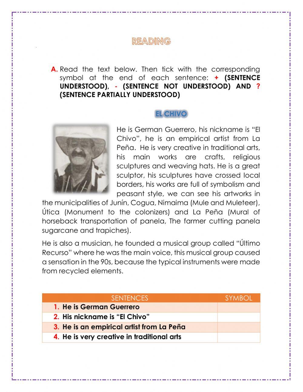 Reading: people of my town