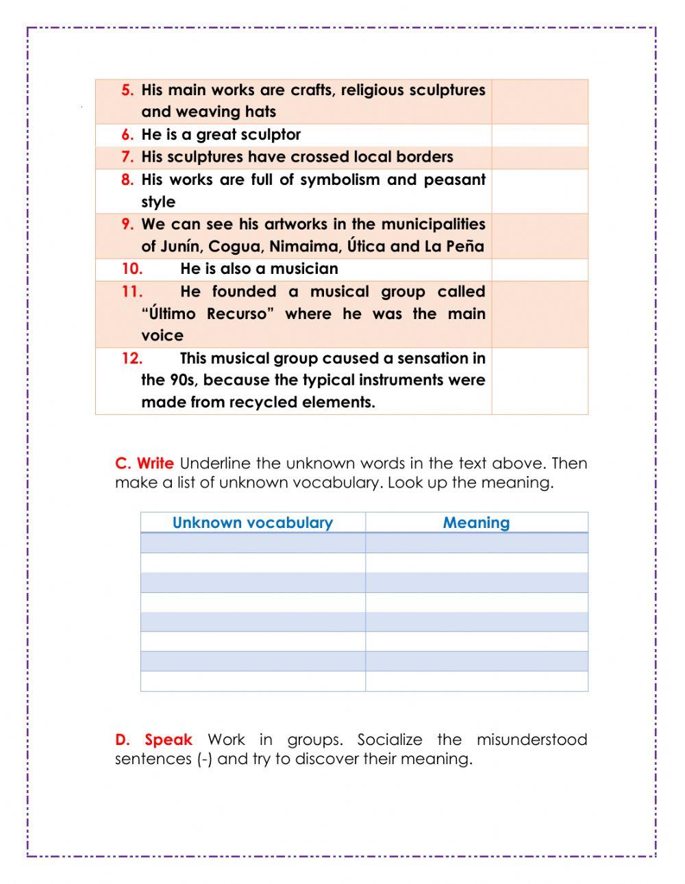 Reading: people of my town