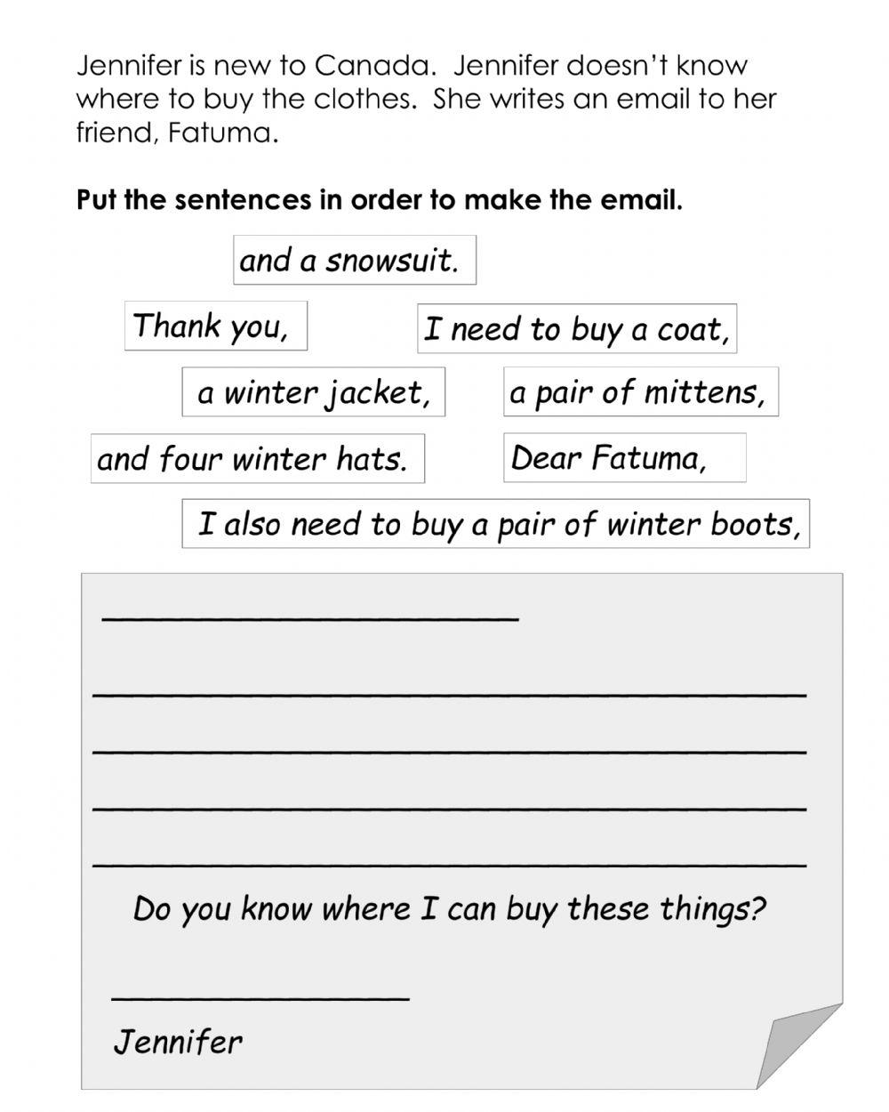 Winter clothing email
