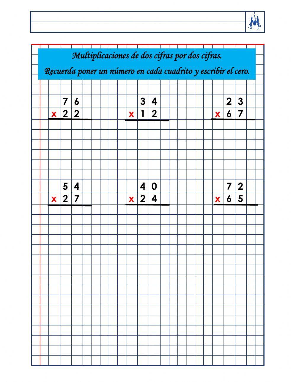 Multiplicaciones de dos cifras por dos cifras -1