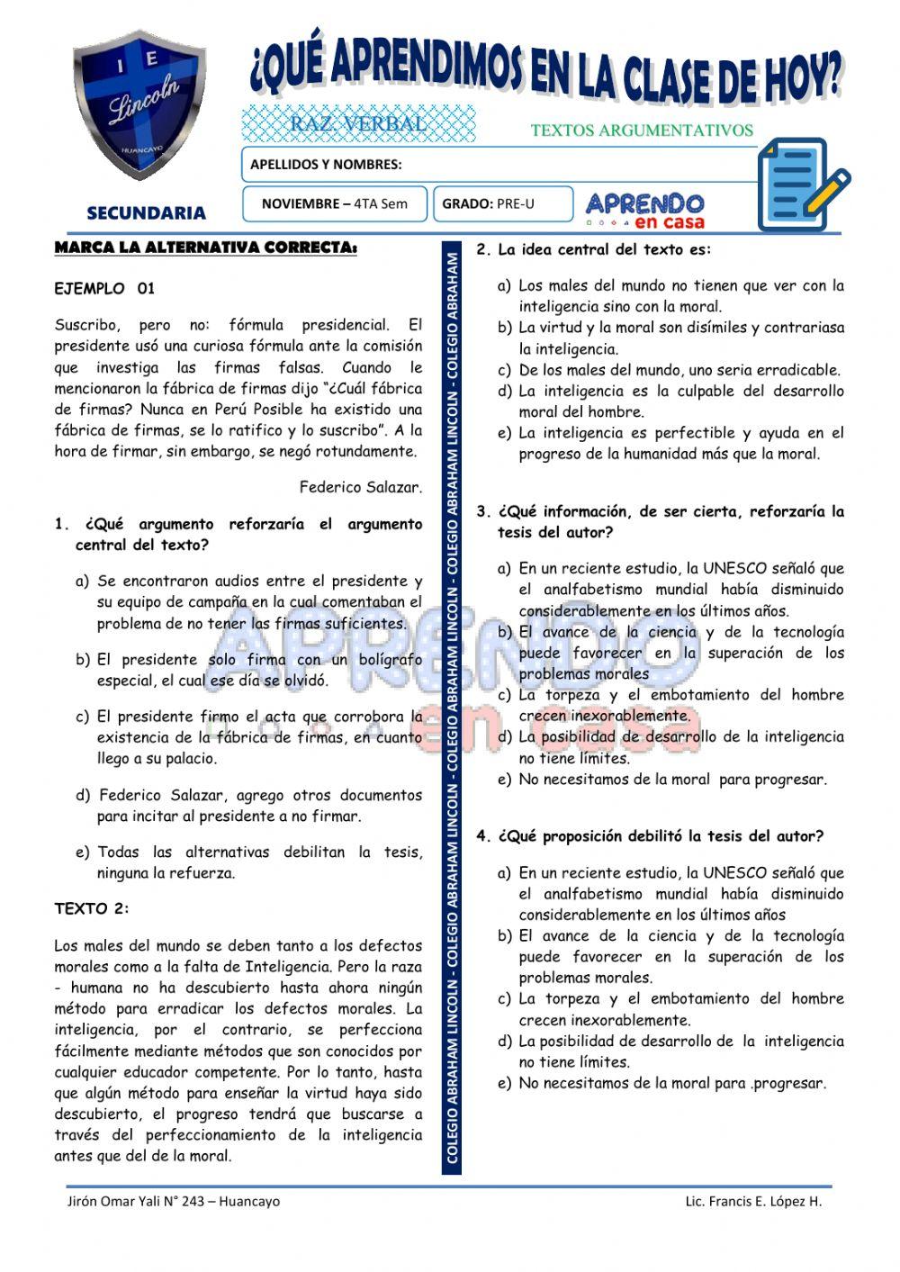 Prac. de Textos Argumentativos - II