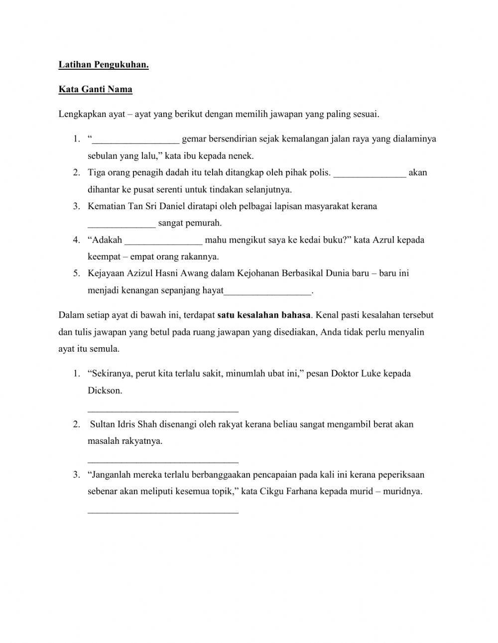 BM tingkatan 1(Sistem Bahasa) BM tingkatan 1(Sistem Bahasa)