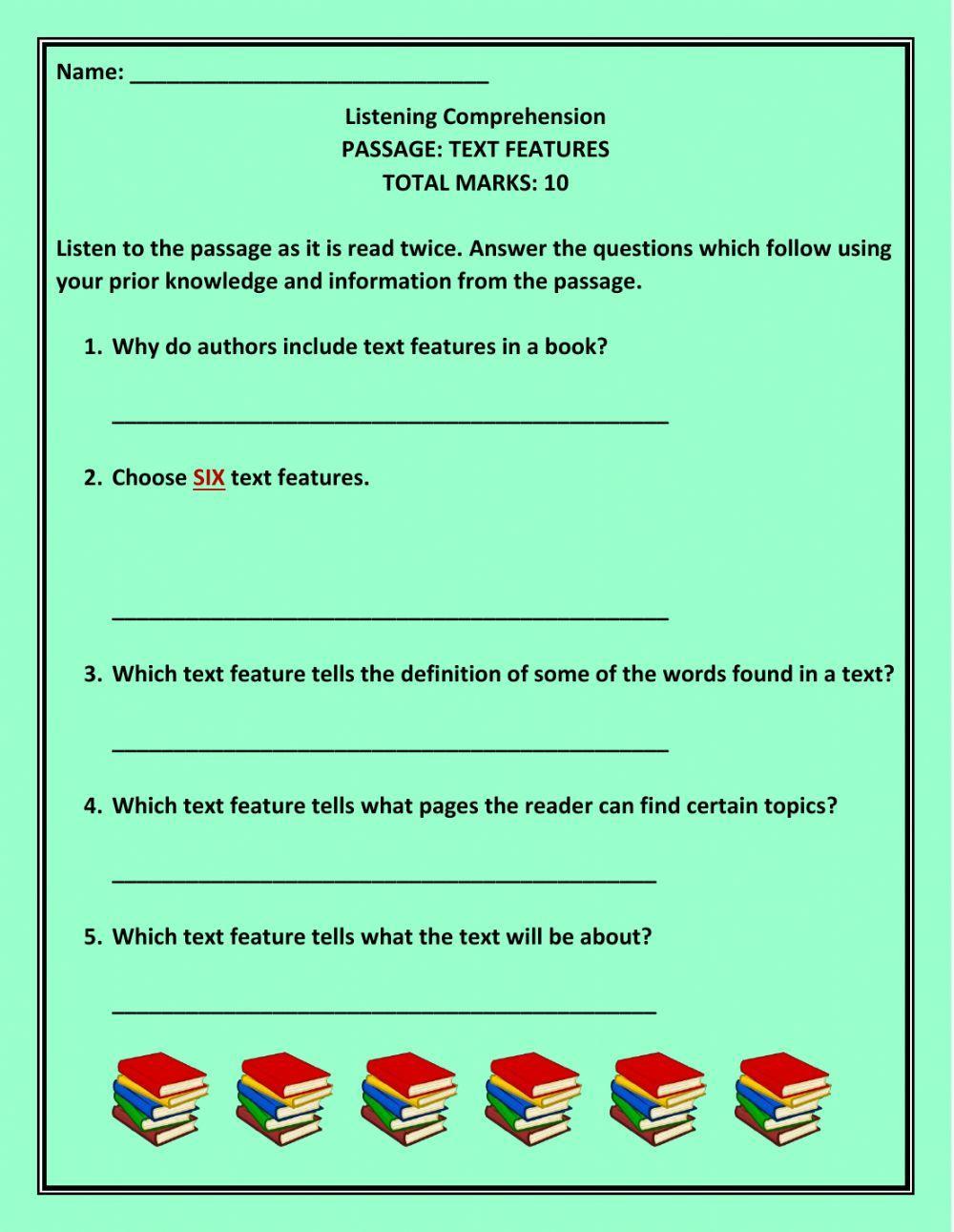 Text Features free worksheet | Live Worksheets