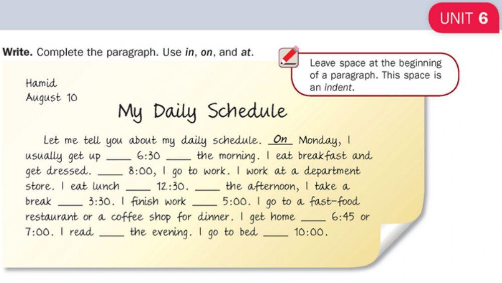 My Daily Schedule