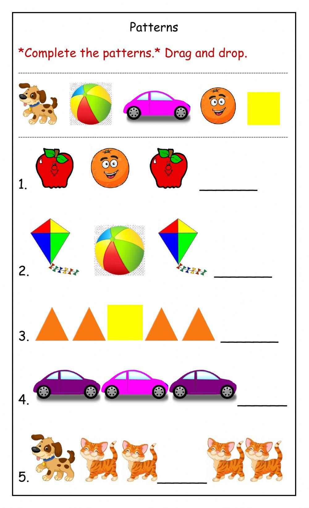 Patterns grade 1 online exercise for live worksheets