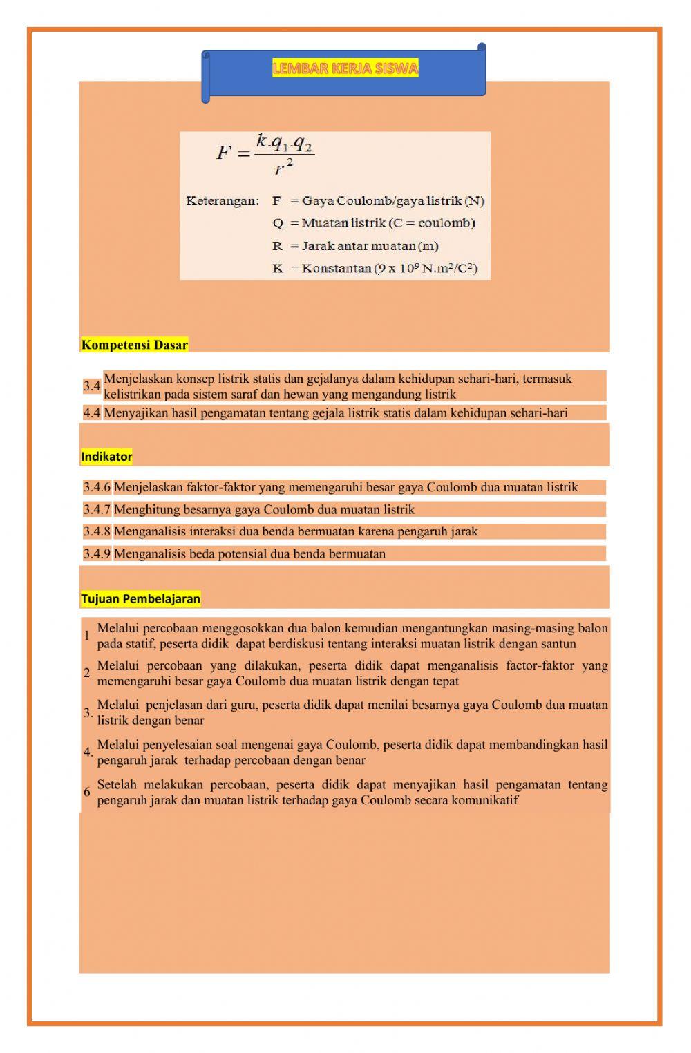 LKPD  Gaya Coulomb