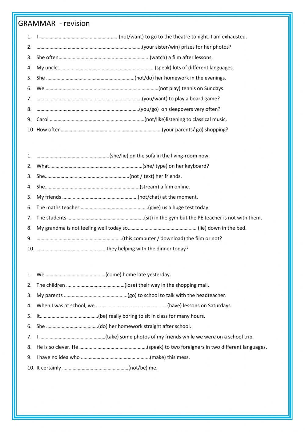 Grammar - resivion - Gold Experience A2 (unit1-4