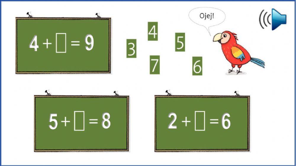 Dodawanie do 10 - działania z okienkiem
