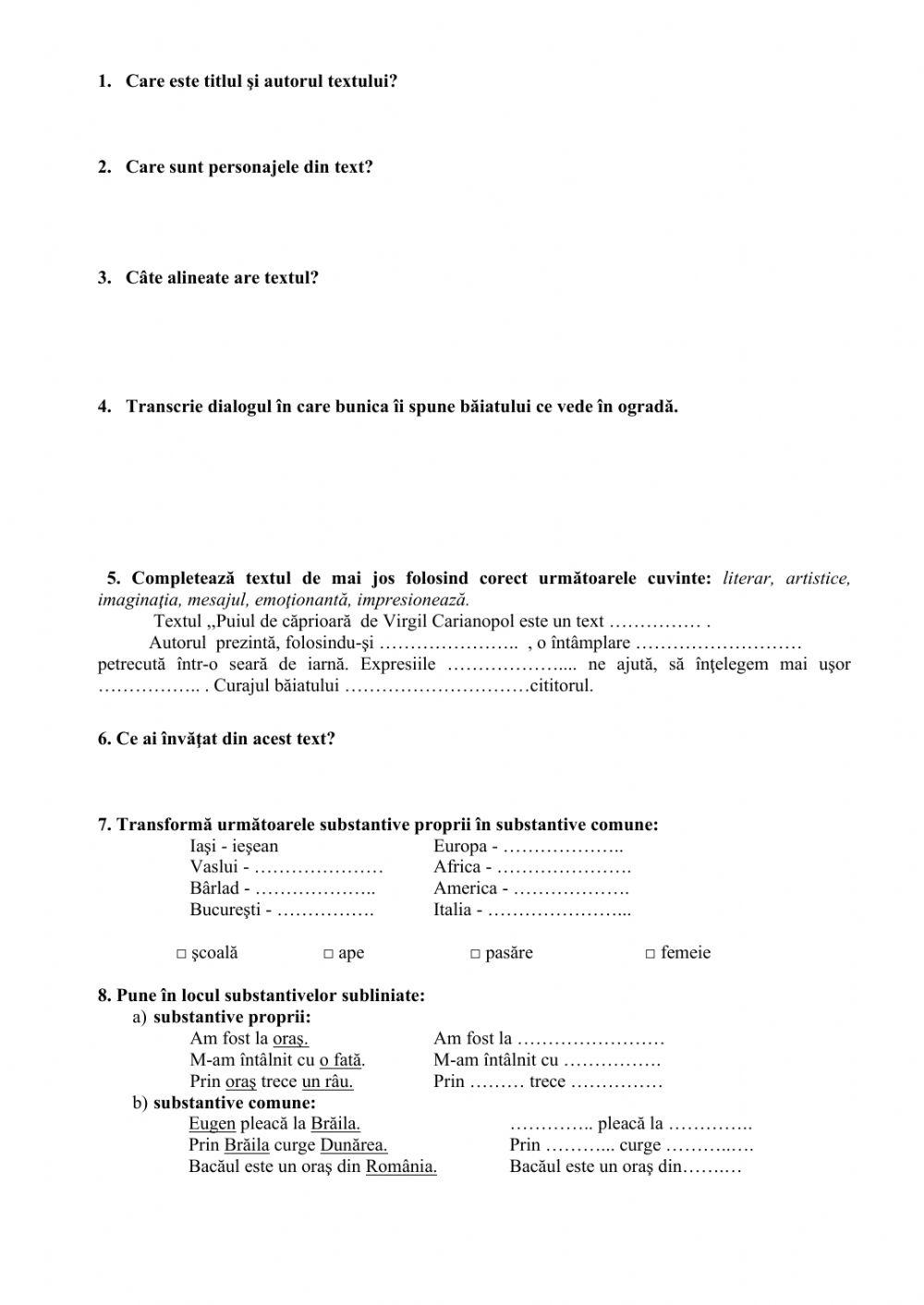 Recapitulare substantivul