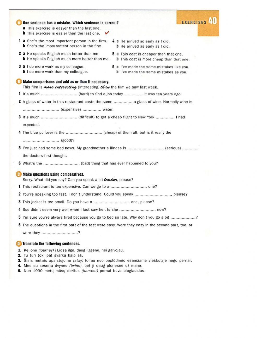 Comparison of adjectives and Adverbs