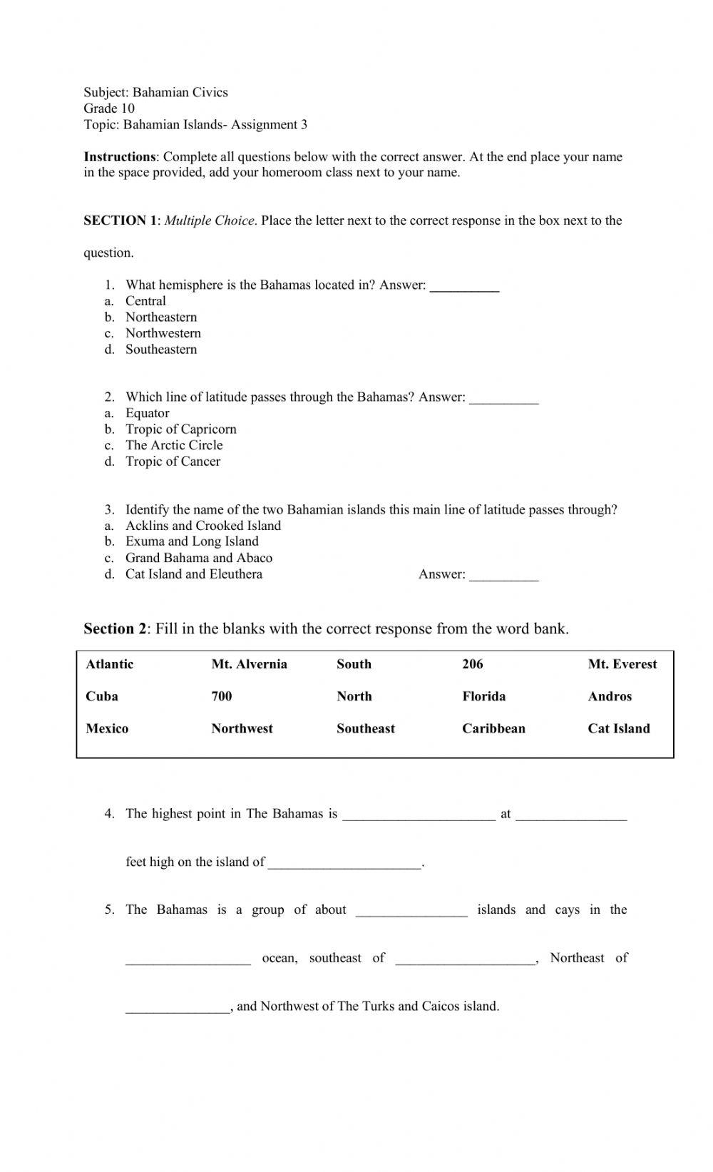 Islands of The Bahamas - Assignment 3