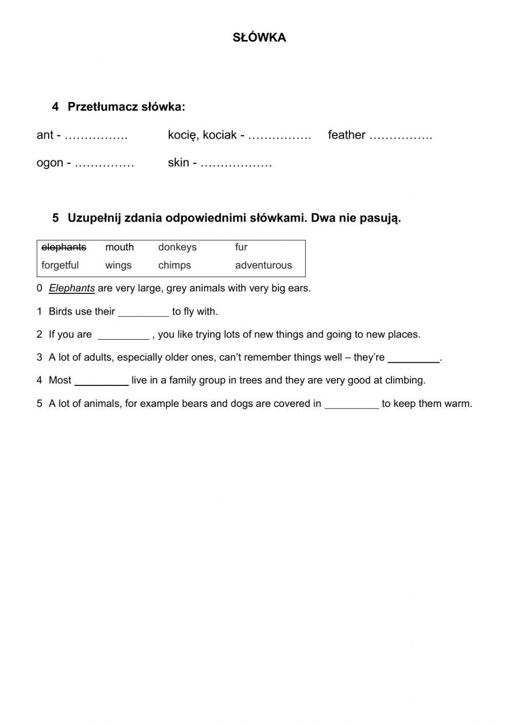 Past simple regular verbs animals