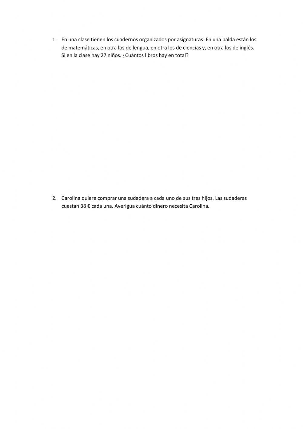 Problemas 3º Multiplicaciones