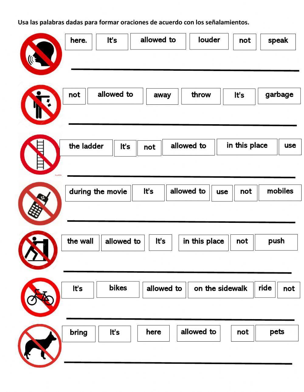 Writing prohibitions sentences