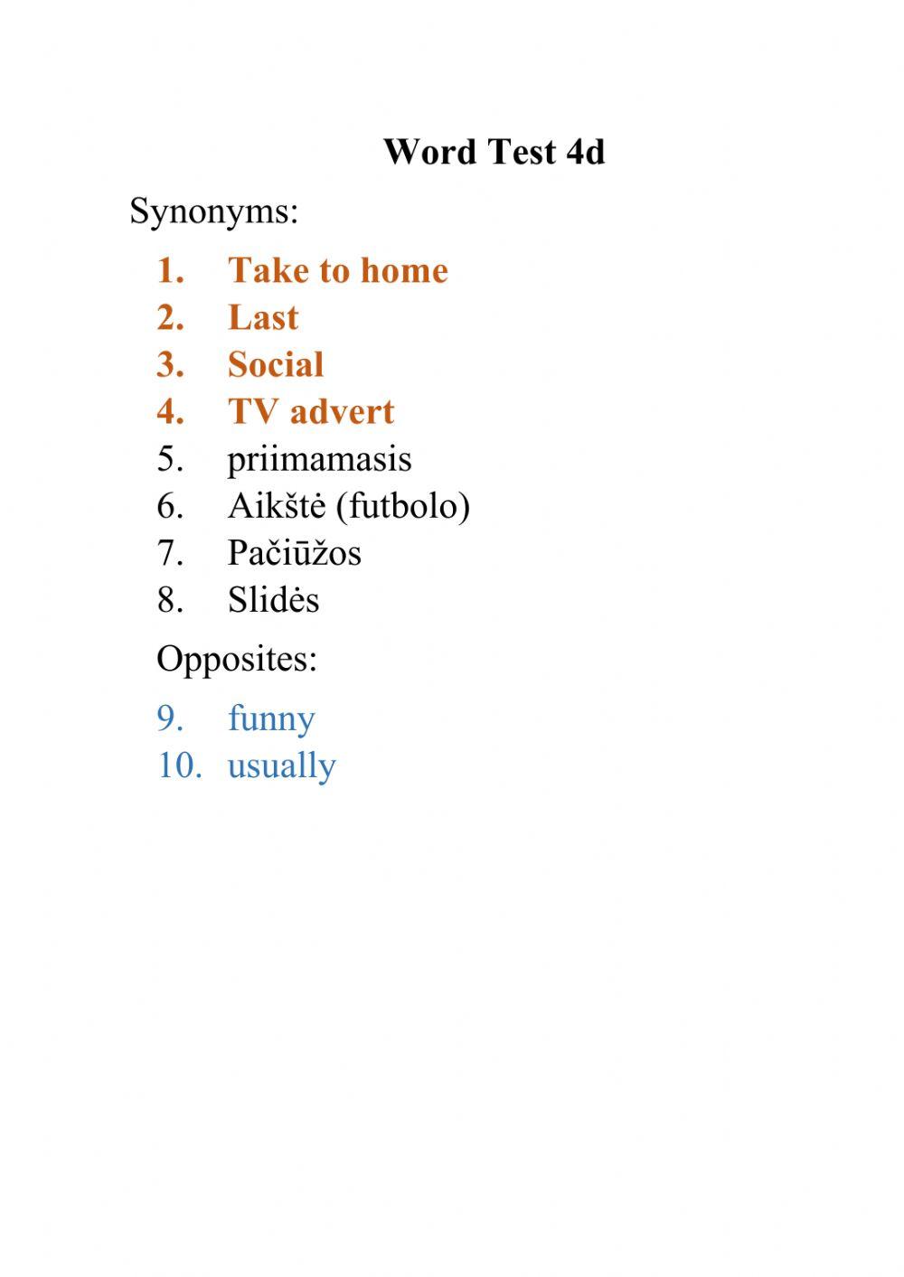 Word Test 4d (On Screen 2)