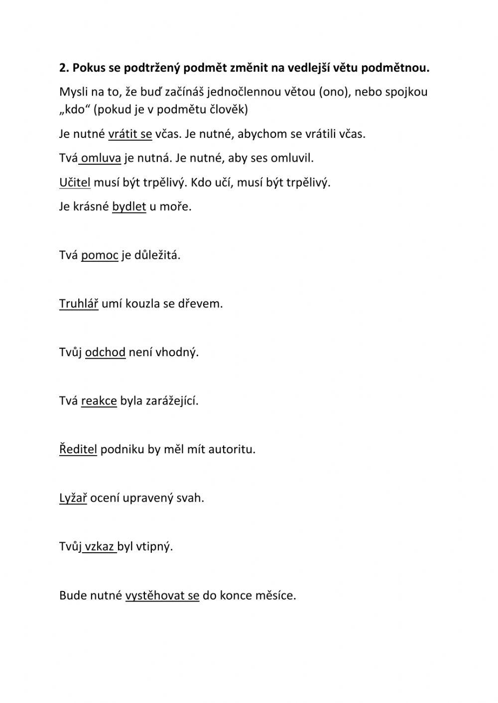 Vedlejší věta podmětná, podmět 1