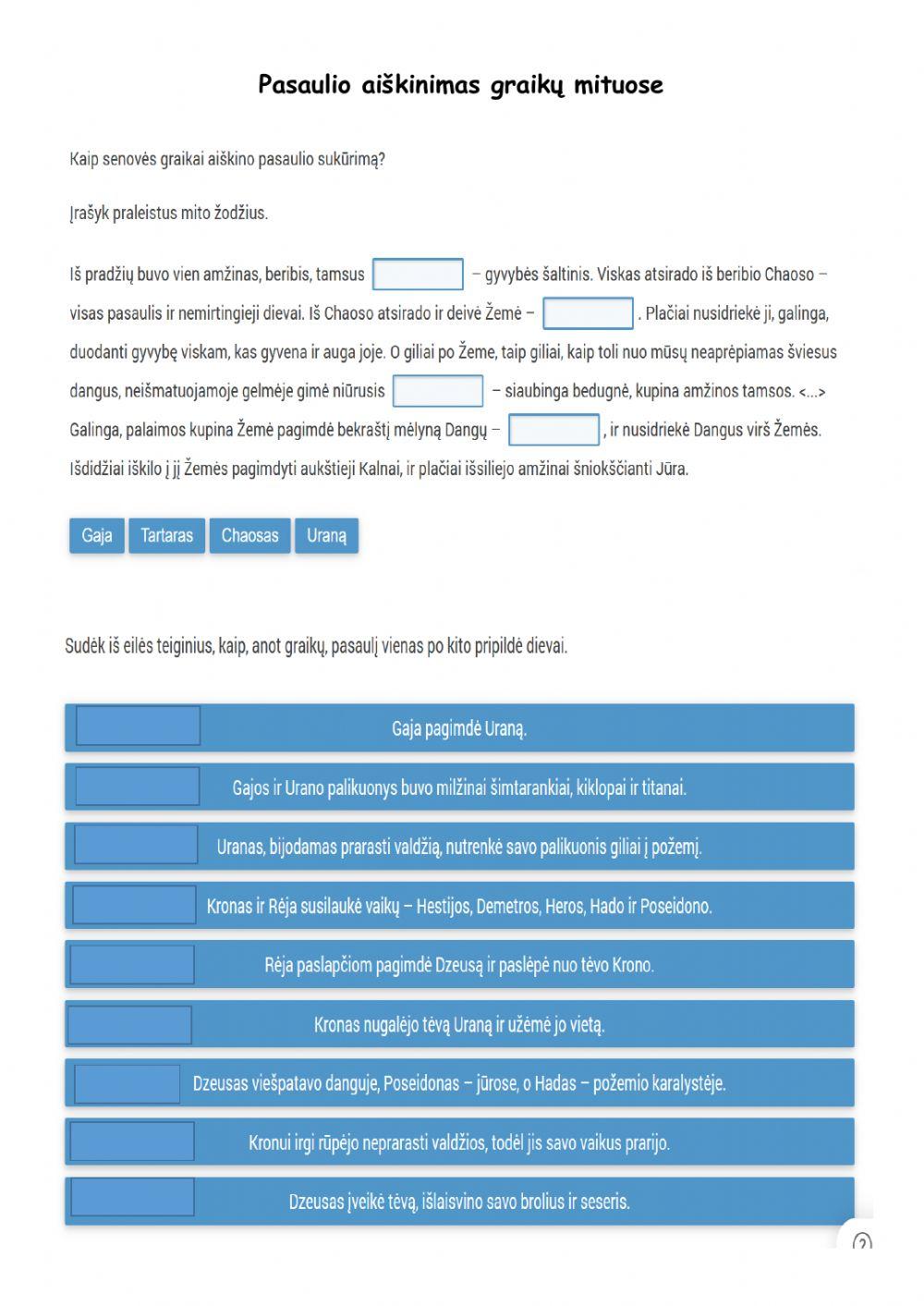 Pasaulio aiškinimas graikų mituose