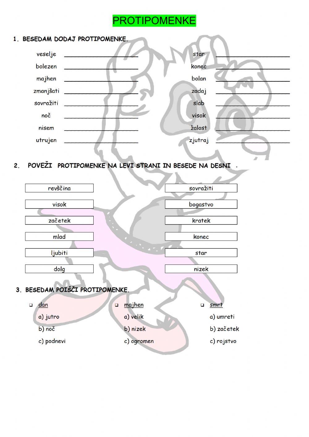 SLJ Sopomenke, protipomenke - utrjevanje