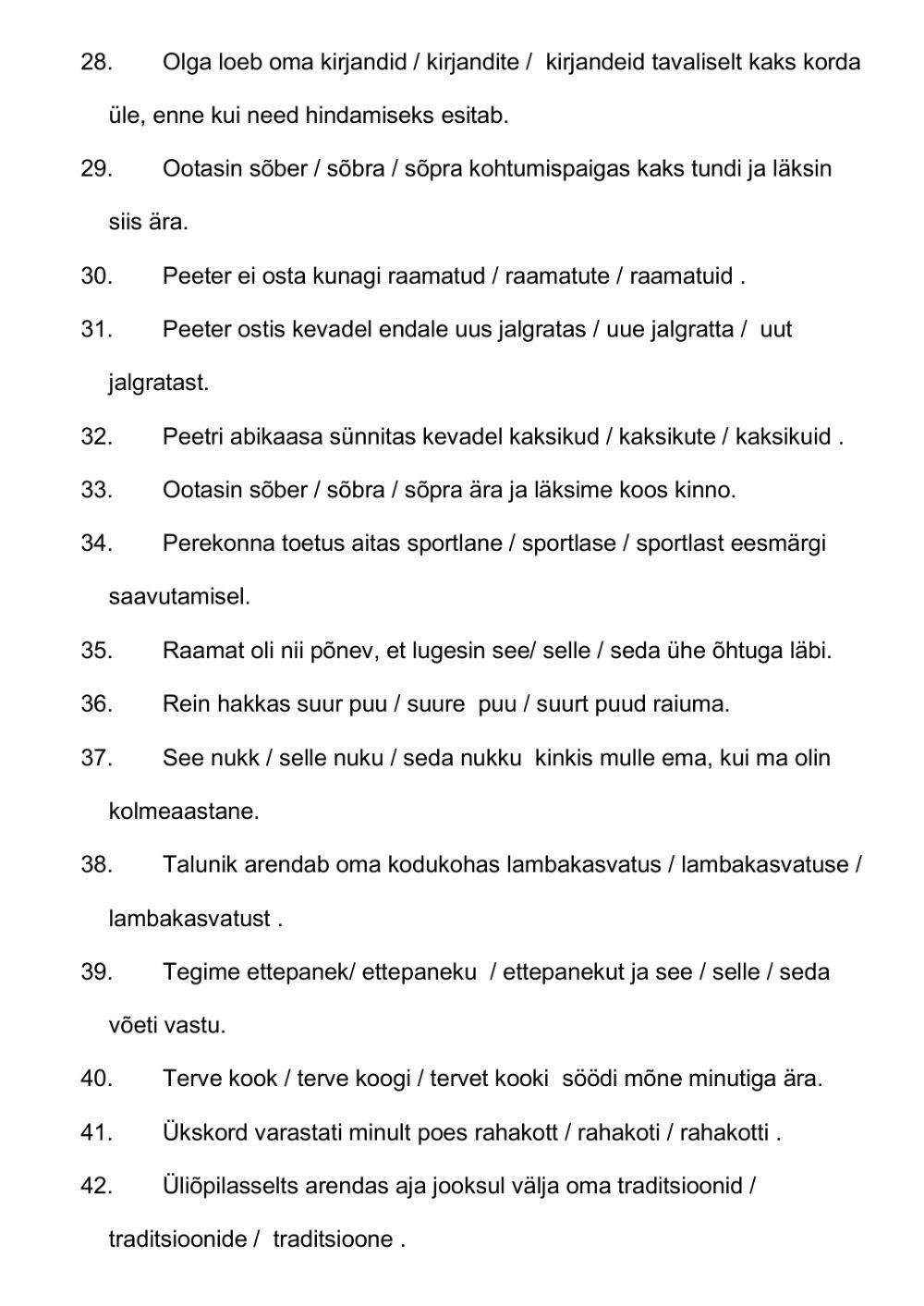 10.klassi Sihitise harjutused