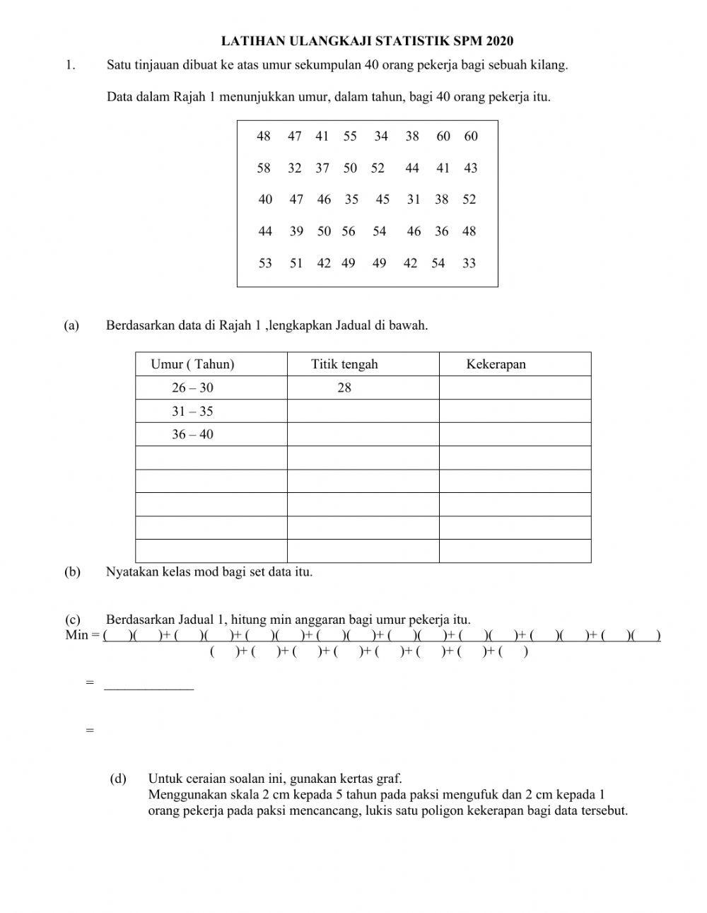 ULANGKAJI STATISTIK SPM 