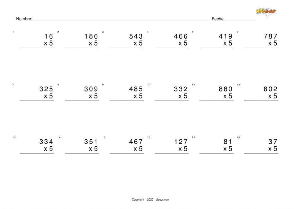 Multiplicacions taula del 5