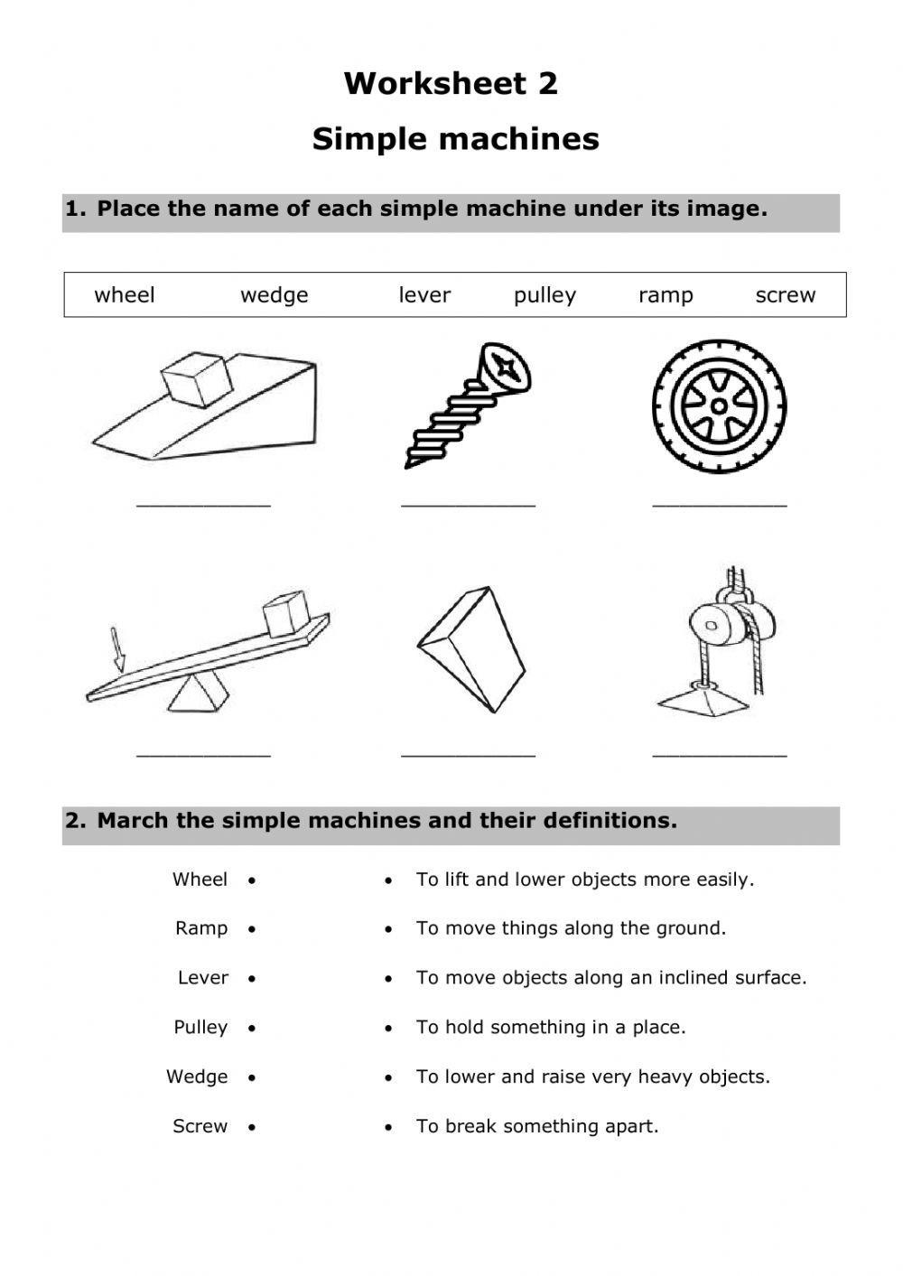 Worksheet 2: Simple Machines