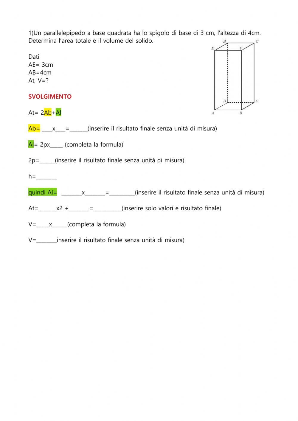 Esercizi di geometria solida