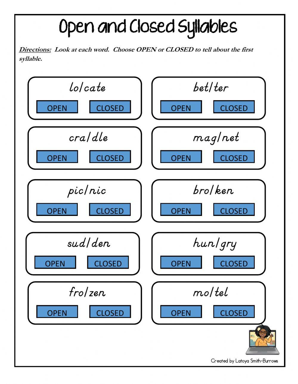 Open and closed Syllables