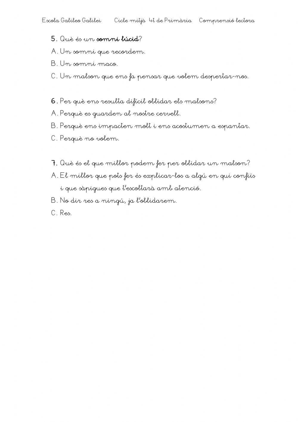 COMPRENSIÓ LECTORA-4T-CATALÀ