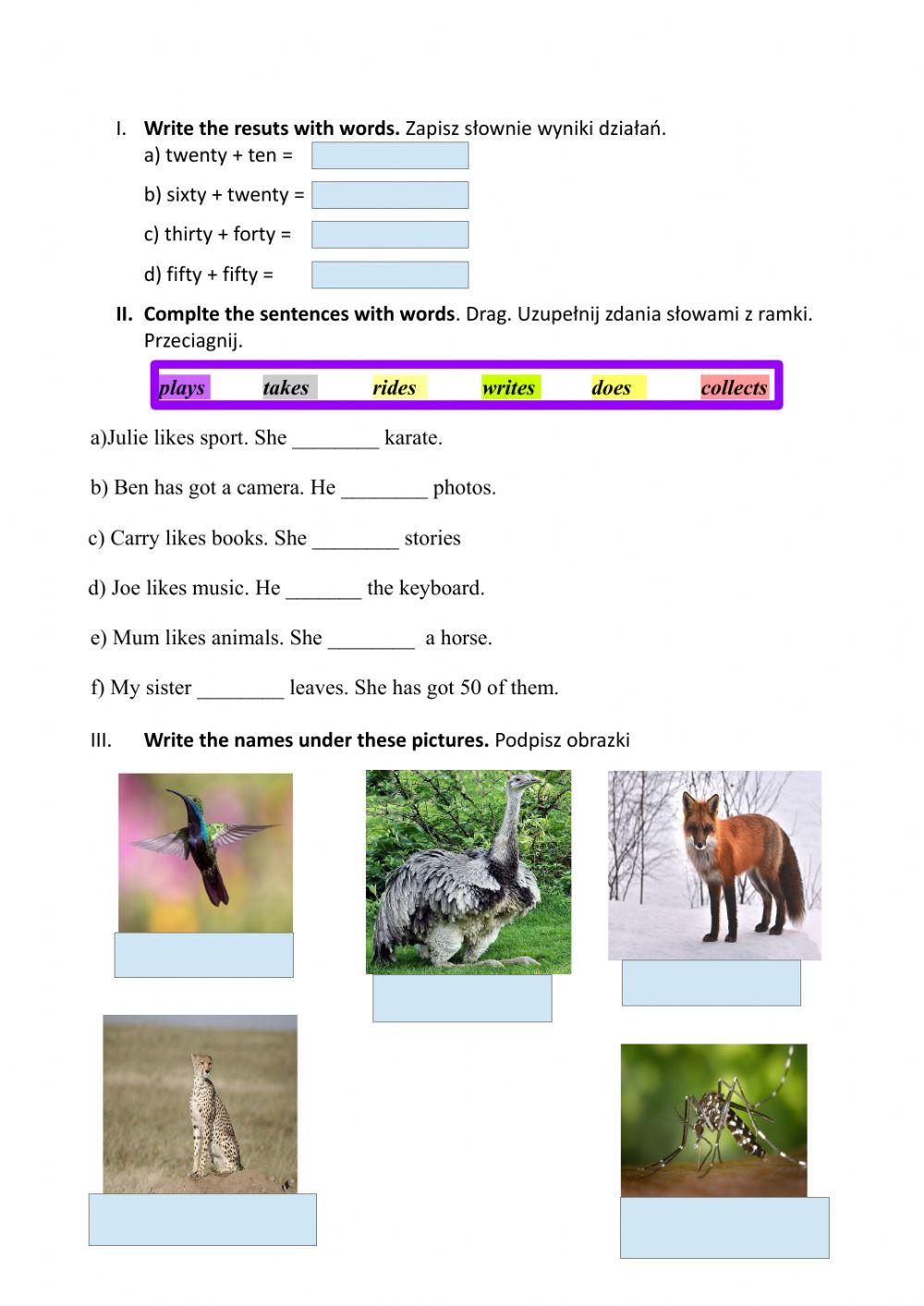 Wild animals, numbers, superlative