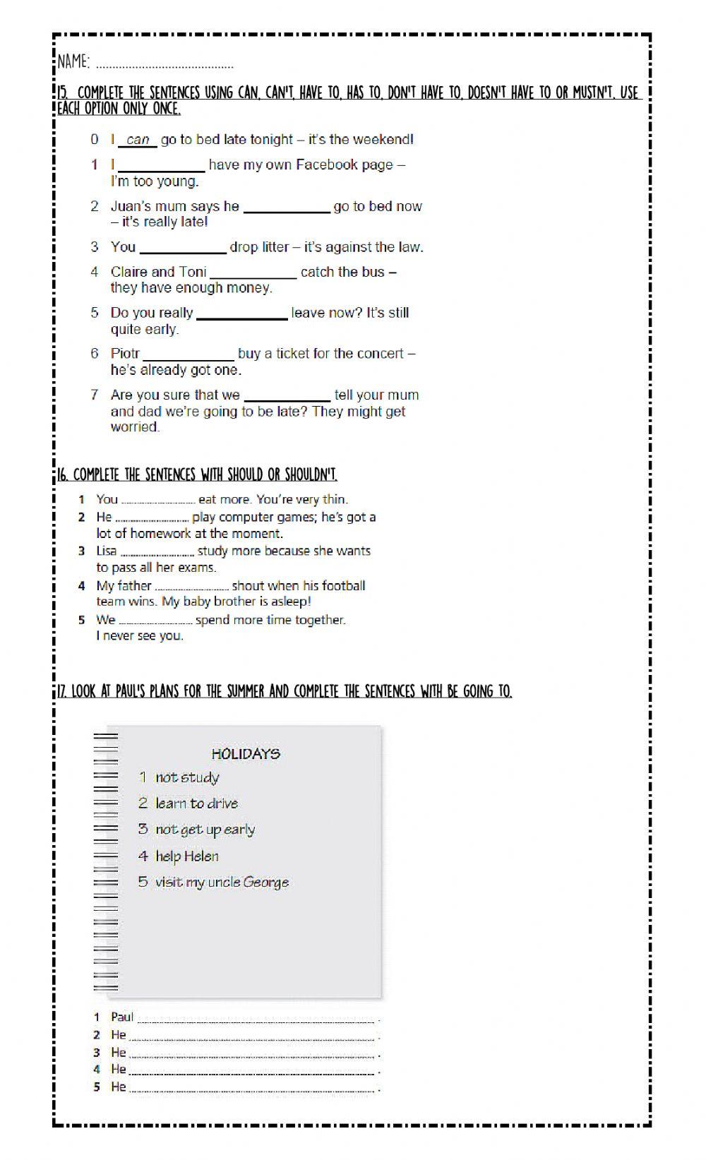 Third Jrs grammar final 2020