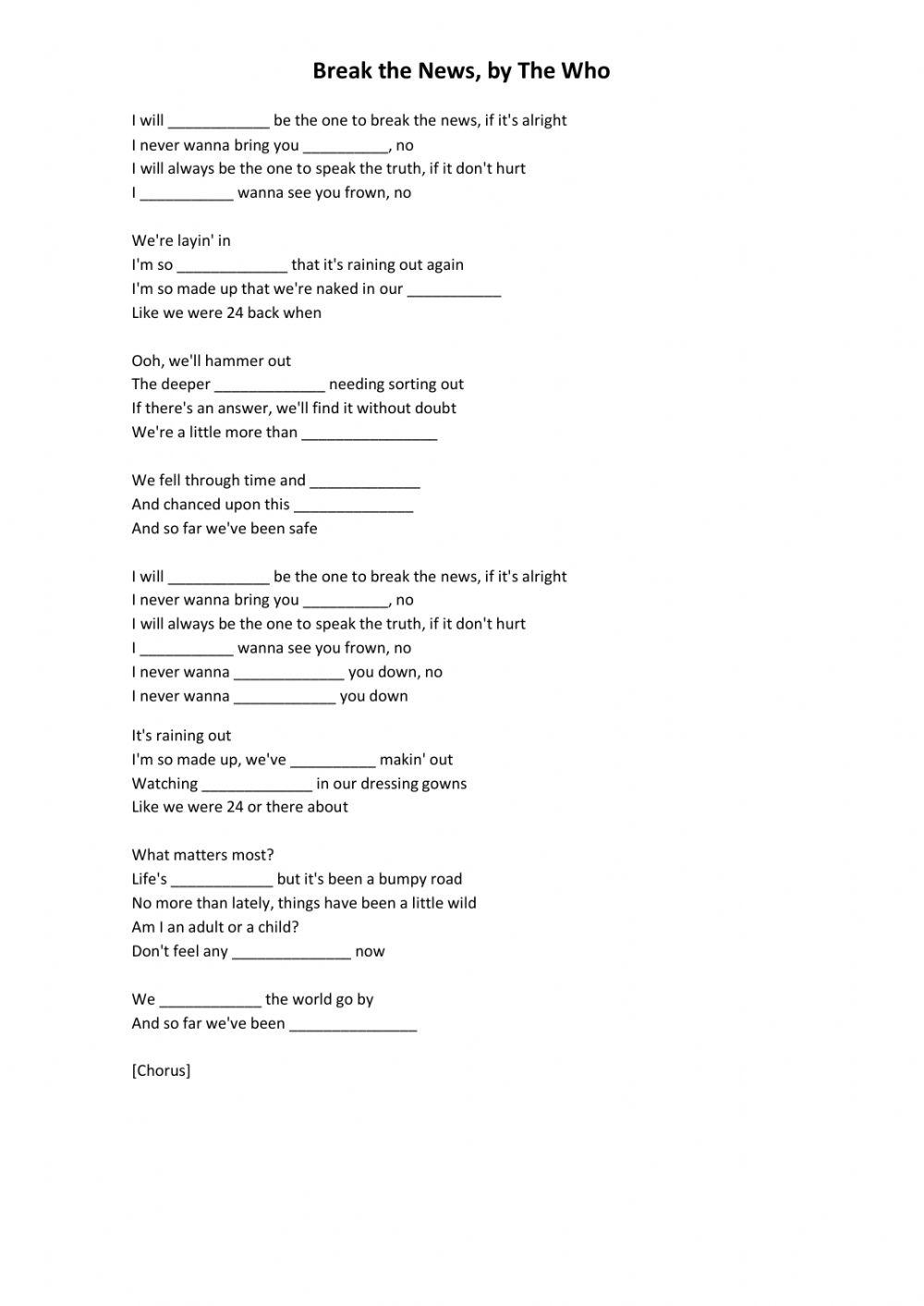 Break the News by The Who