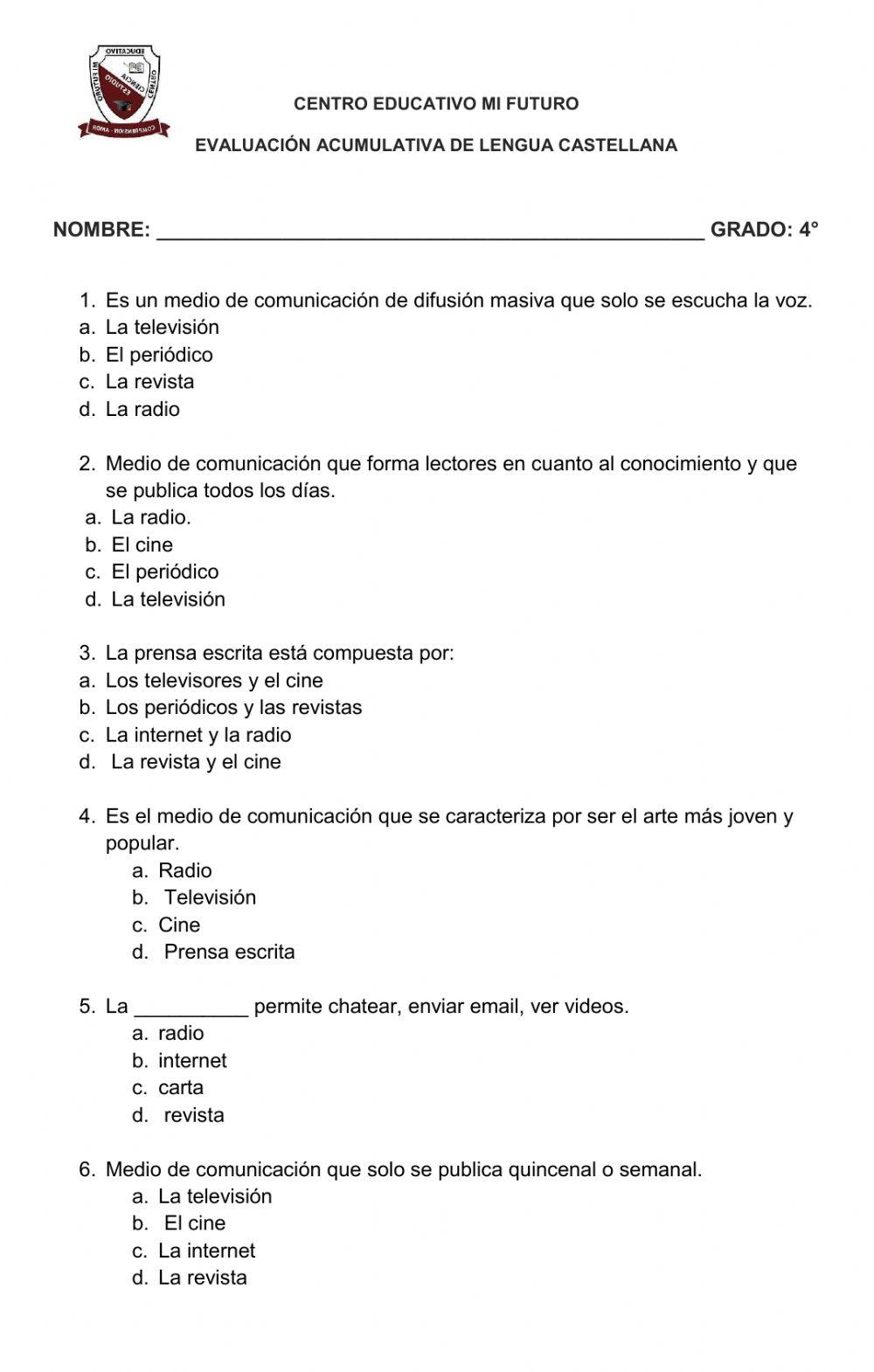 Examen de lengua castellana