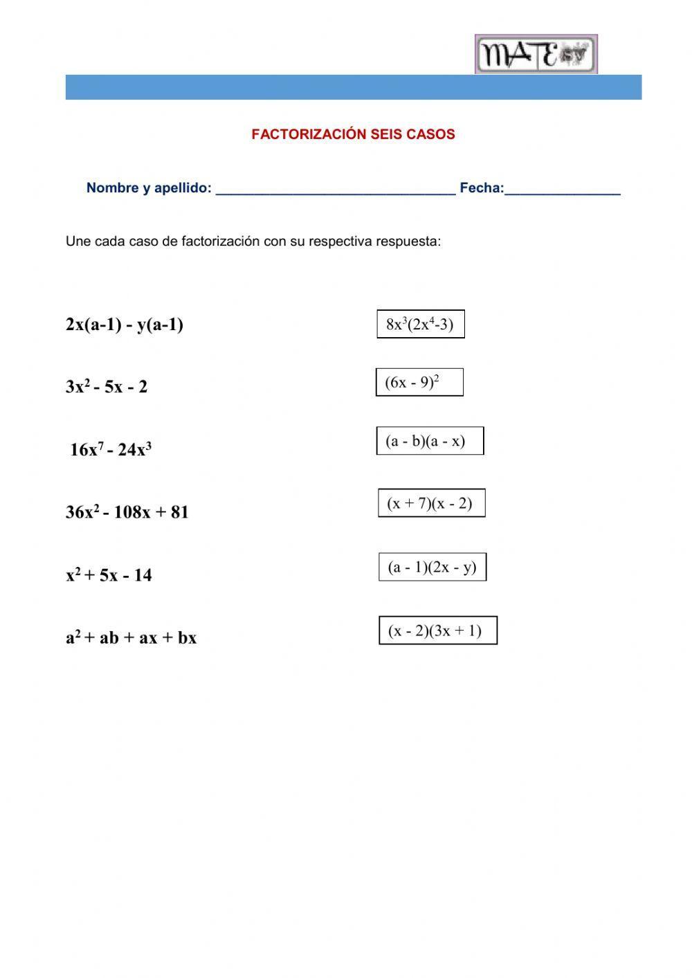 Factorización 6 casos