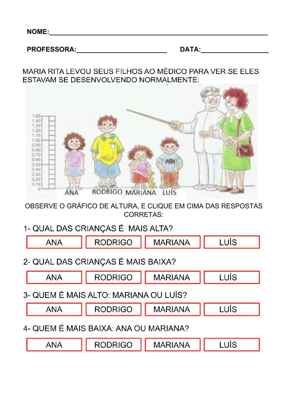 Altura das crianças