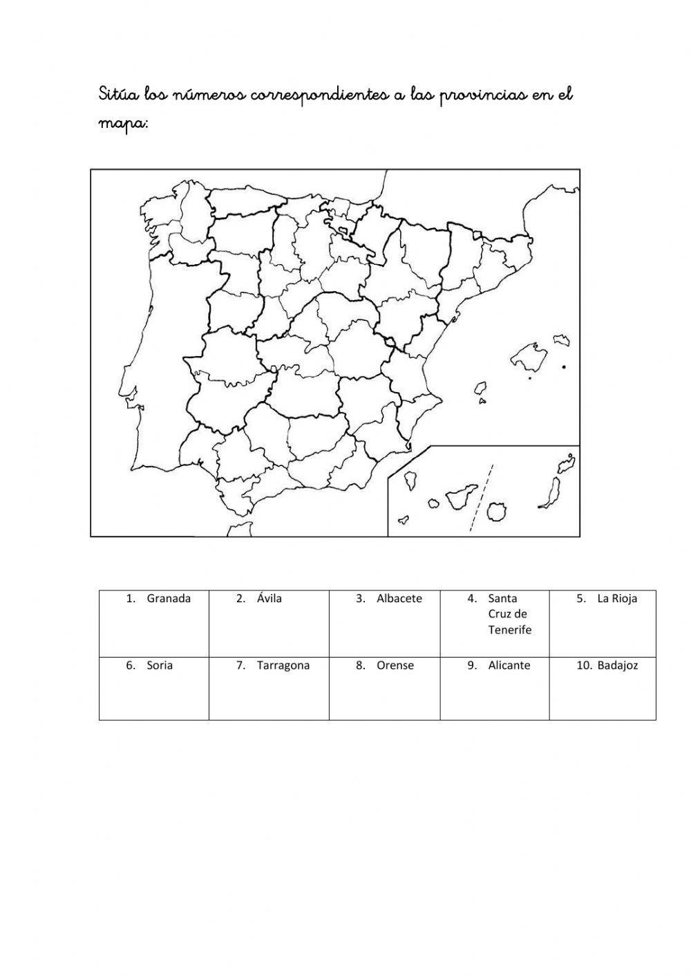 Exame: mapa Político de España